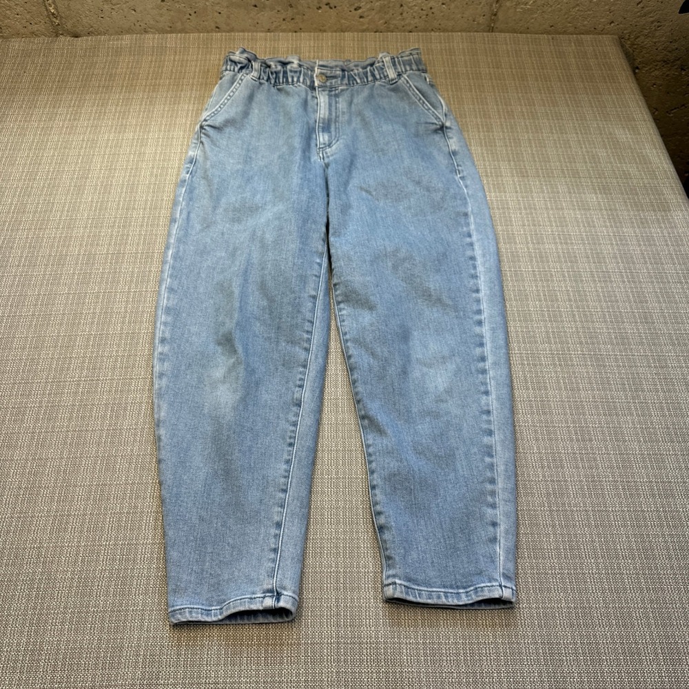 Paperbag Waist Barrel Leg Jeans Womens Medium High Rise Mom Gap Baggy